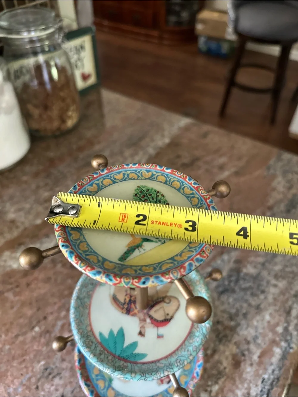 Metal Williams Sonoma Multi-Color Hand-Painted Three-Tier Jewelry Stand